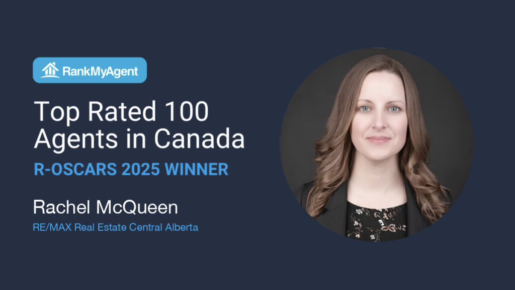 Rachel McQueen of RE/MAX Real Estate Central Alberta, named to RankMyAgent's Top Rated 100 Agents in Canada, R-OSCARS 2025