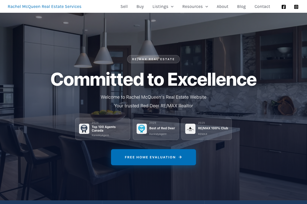 Screenshot of the Rachel McQueen — REALTOR® website