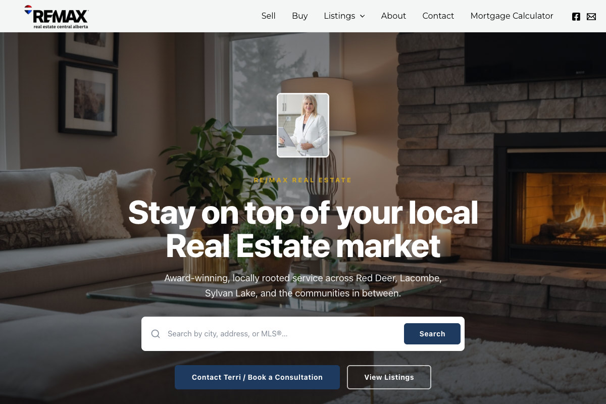 Screenshot of the Terri Williams Real Estate website